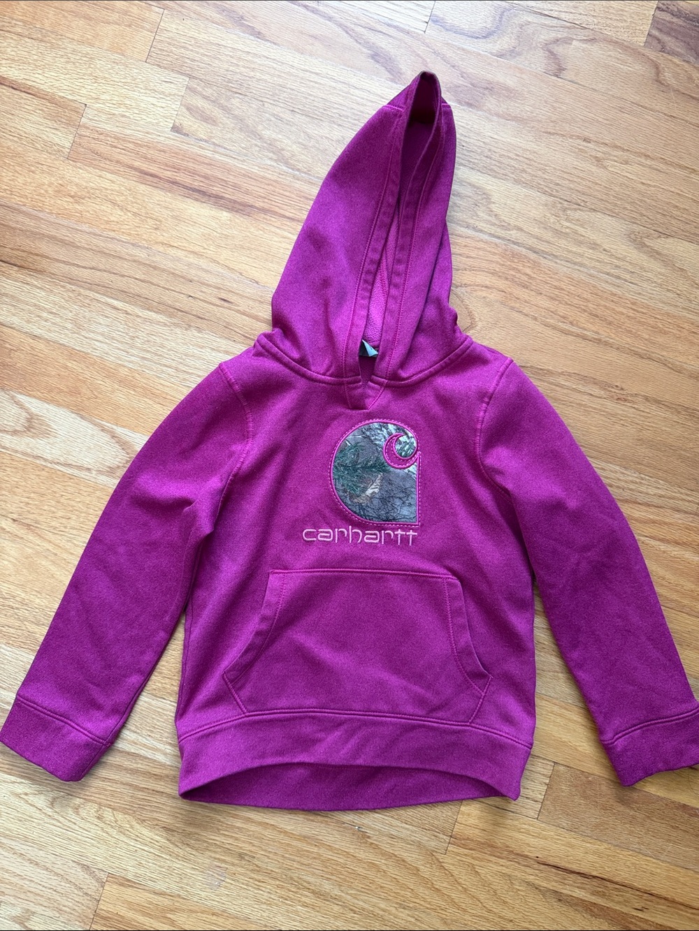 Carhartt Girls' Magenta Pullover Hoodie with Camo Logo
